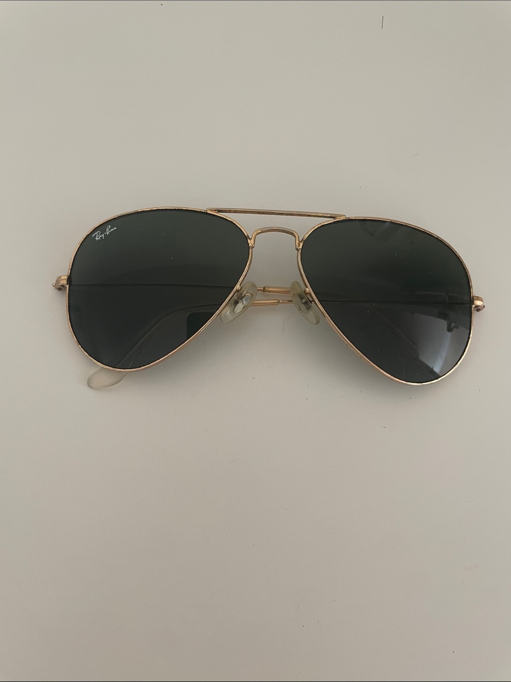 Ray-Ban Gold Frame Sunglasses with Dark Green Lenses